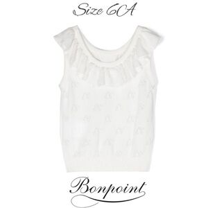 Bonpoint sz 6 A ruffle-trim knit top white
